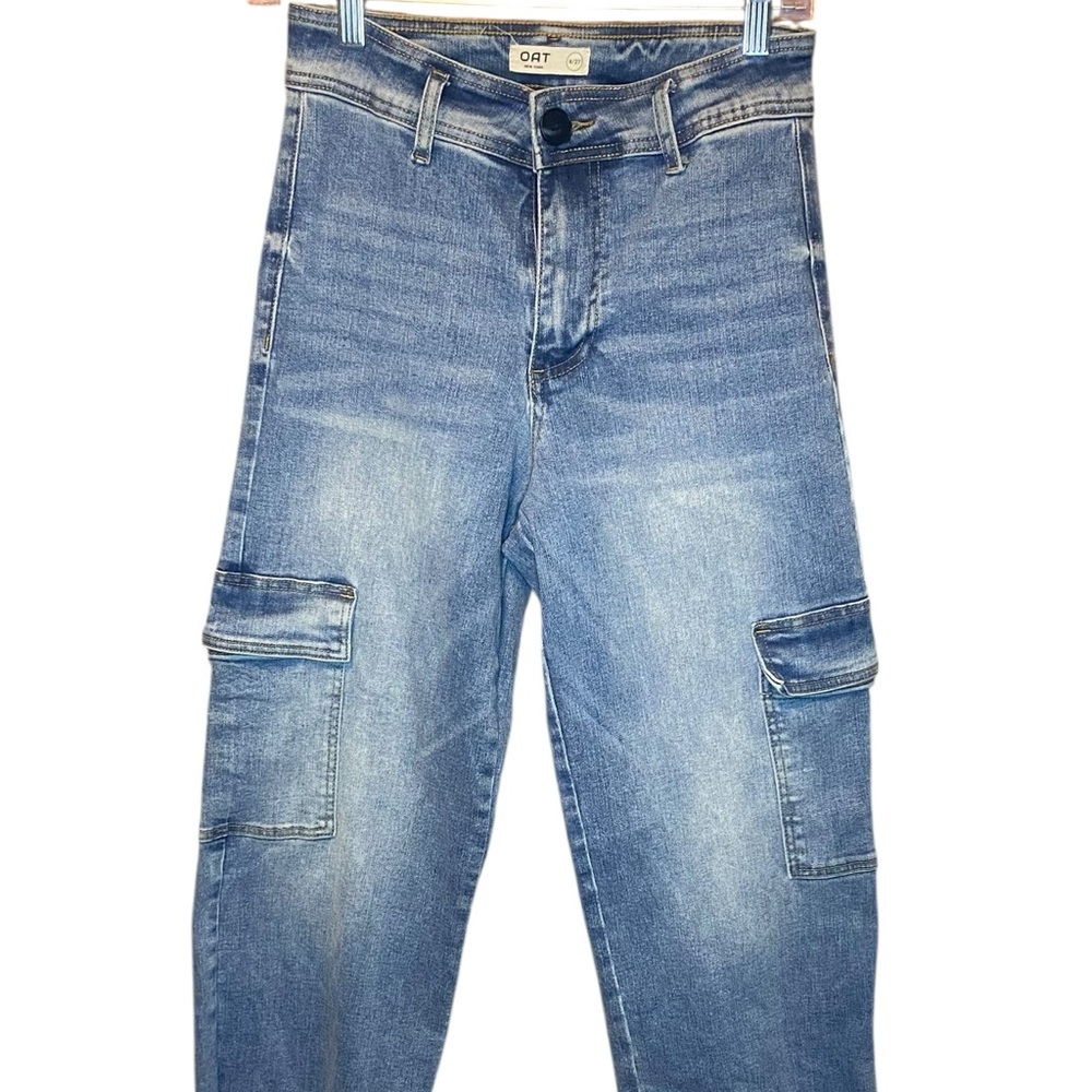 Oat New York Blue Cargo Wide Leg Jeans Size 27 NWOT